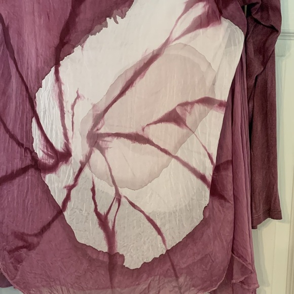 Scandal Elegant Women's Purple Top with Artistic Design Long Sleeve Large - Picture 2 of 5